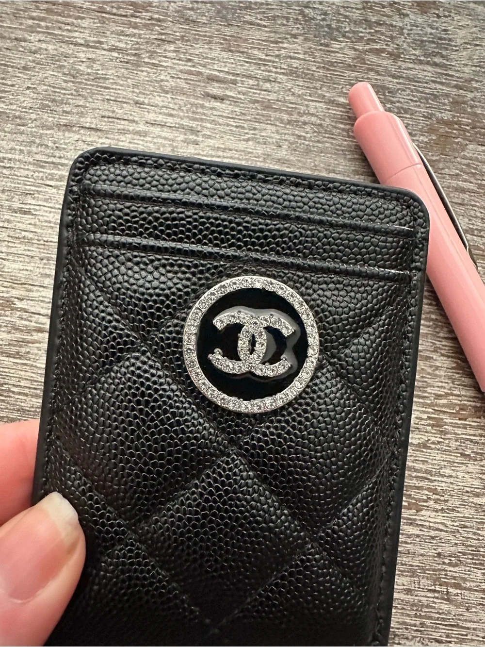 Black Quilted Leather MagSafe Card Holder